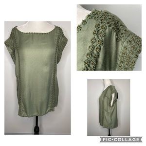 NWT Kut From the Kloth Green Blouse Embellishments